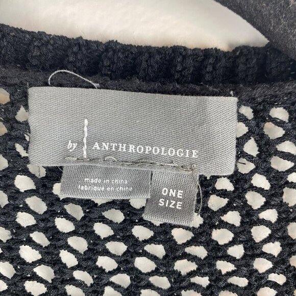 By Anthropologie Women's Loose Knit Shawl Size One Size Black Open Front - Picture 3 of 10